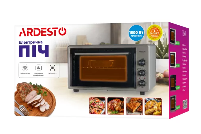 Electric oven ARDESTO, 45L, 1600W, mech., grey