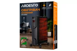 Масляный радиатор ARDESTO, 20м2, 2000Вт, электр. упр-ние, 9 секций, пульт ДУ, чёрный