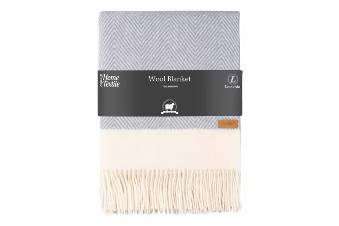 Плед ARDESTO Leonardo Bianco, 140×200см, 100% шерсть, голубой