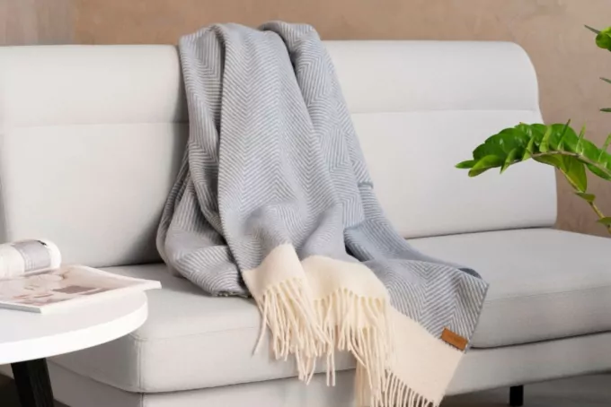 Плед ARDESTO Leonardo Bianco, 140×200см, 100% шерсть, голубой