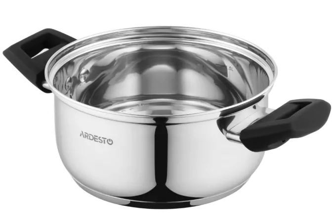 Каструля зі скляною кришкою Ardesto Gemini Piemonte, 2л, нержавіюча сталь, бакеліт