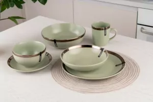 Ardesto Dessert plateLiguria Green bay, 19cm, ceramics, green