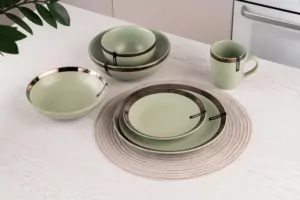 Ardesto Dinner plate Liguria Green bay, 26cm, ceramics, green