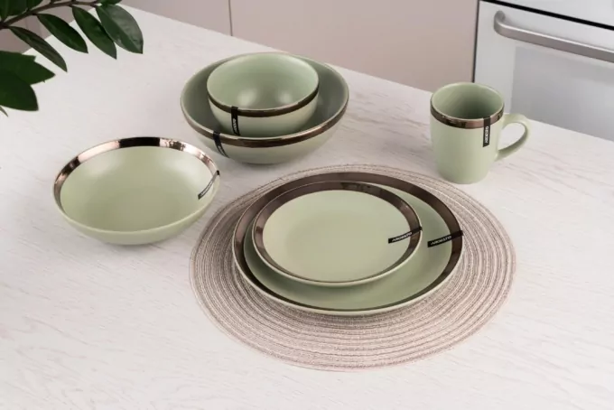 Ardesto Dinner plate Liguria Green bay, 26cm, ceramics, green
