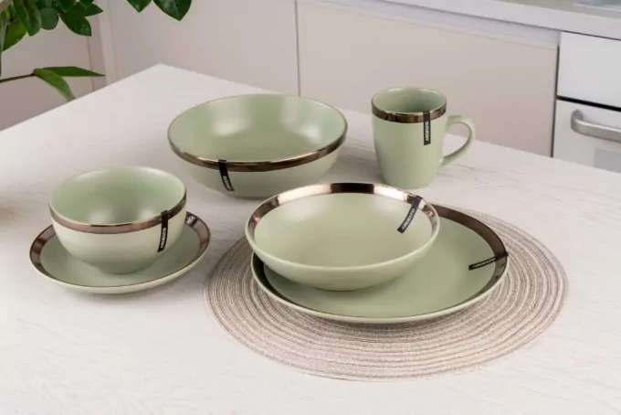 Ardesto Dinner plate Liguria Green bay, 26cm, ceramics, green