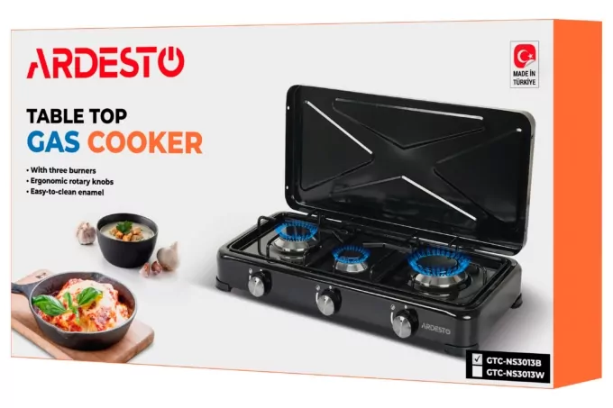 Плитка настільна Ardesto газова, тип газу LPG, конфорок – 3, чорний