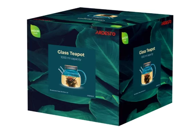 Заварник Ardesto Midori, 1000мл, боросиликатное стекло, бамбук, прозрачный