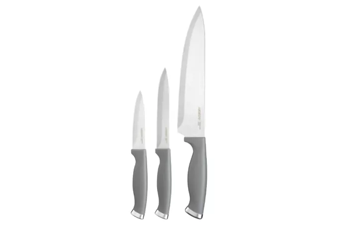 Набір ножів Ardesto Gemini Gourmet, 3 предмети, нержавіюча сталь, пластик, сірий