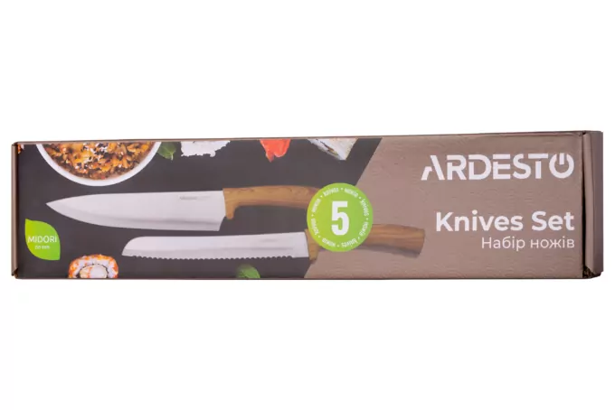 Набір ножів Ardesto Midori, 5 предметів, нержавіюча сталь, пластик