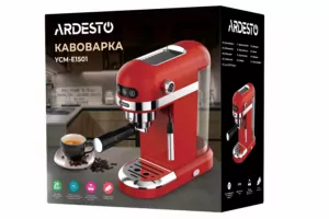 Кавоварка Ardesto ріжкова 1.4л, мелена, ручний капучинатор, підігрів чашок, червоний