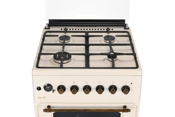 Плита ARDESTO комбі Line-R, 53л, 60×60см, конвекція, чавун, підсвічування, форсунки LPG (підключення газового балона), бежевий