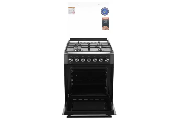Cooker ARDESTO combined Elegance, 66L, 60x60cm, convection, cast-iron, lamp, LPG conversion set (gas cylinder connection), wire rack system, black