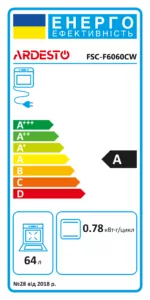 Плита ARDESTO комби 3 газ + 1 электро, 64л, 60×60см, подсветка, форсунки LPG (подключение газового баллона), съемные направляющие, белый