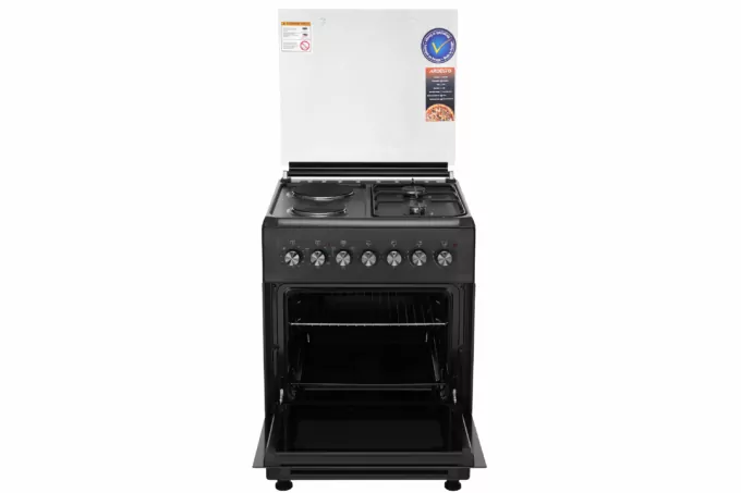 Cooker ARDESTO combined 2 gas + 2 electrical, 58L, 60x60cm, lamp, LPG conversion set (gas cylinder connection), black