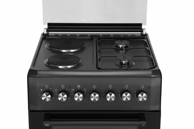 Cooker ARDESTO combined 2 gas + 2 electrical, 58L, 60x60cm, lamp, LPG conversion set (gas cylinder connection), black