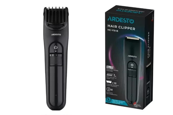 Машинка для стрижки  Ardesto HC-Y10-B, сеть+акум., насадок-1, сталь, черный