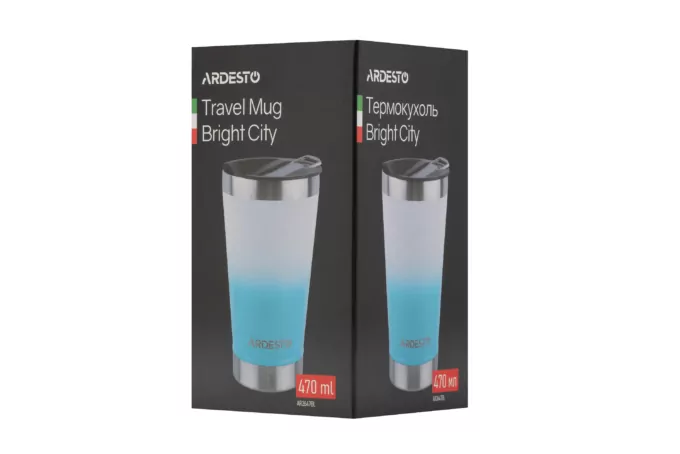 Термостакан для пива з відкривачкою Ardesto Bright City, 470мл, нержавіюча сталь, блакитний