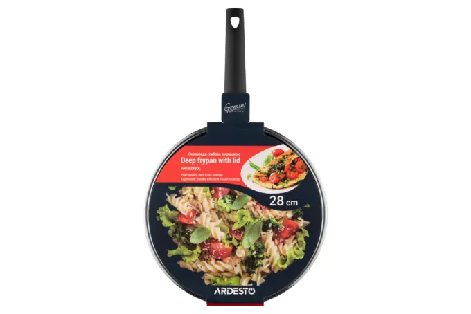 Сковорода глубокая с крышкой Ardesto Gemini Gourmet Viareggio, 28см, алюминий, черный