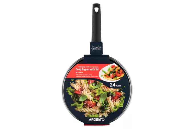 Сковорода глубокая с крышкой Ardesto Gemini Gourmet Viareggio, 24см, алюминий, черный