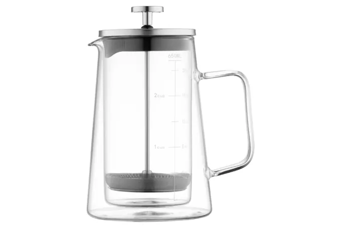 Ardesto Double wall french press Black Mars, 600ml, borosilicate glass, stainless steel, transparent