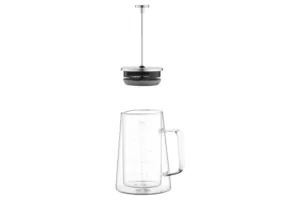 Ardesto Double wall french press Black Mars, 600ml, borosilicate glass, stainless steel, transparent
