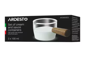 Ardesto Set of capacity for cream and sauce,  100ml, 2 pcs, borosilicate glass, transparent