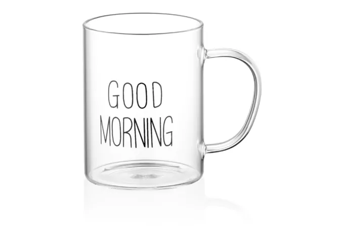 Mug set with handles ARDESTO Good Morning, 420ml, 2pcs, borosilicate glass, transparent