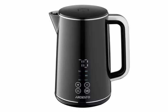 Электрочайник Ardesto Elegance, 1.7л, LED дисплей, двойные стенки, глянец, Otter, чёрный