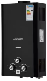 ARDESTO Газова колонка X1, 10 л/хв., 20 кВт, розпалювання від батарейок, дисплей, чорний