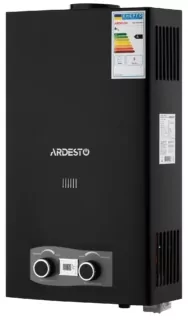 ARDESTO Газова колонка X2, 10 л/хв., 20 кВт, розпалювання від батарейок, чорний