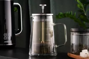 Ardesto Double wall french press Black Mars, 600ml, borosilicate glass, stainless steel, transparent