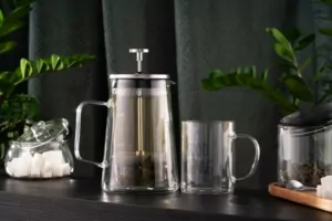 Ardesto Double wall french press Black Mars, 600ml, borosilicate glass, stainless steel, transparent