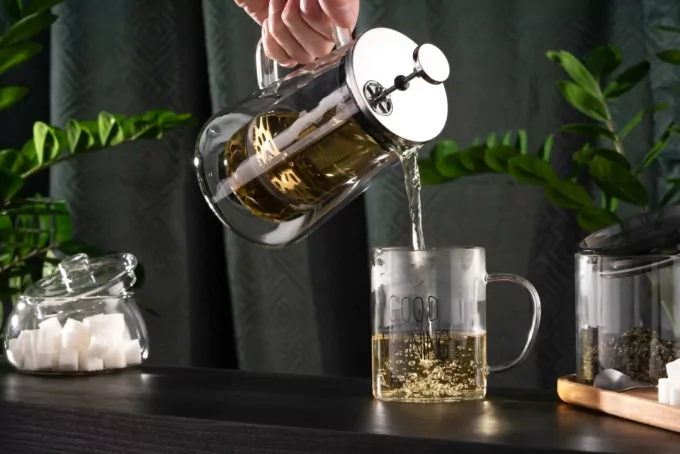 Ardesto Double wall french press Black Mars, 600ml, borosilicate glass, stainless steel, transparent