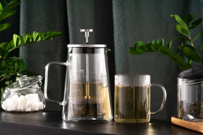 Ardesto Double wall french press Black Mars, 600ml, borosilicate glass, stainless steel, transparent