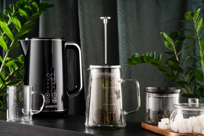 Ardesto Double wall french press Black Mars, 600ml, borosilicate glass, stainless steel, transparent