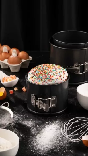 Форма для выпечки кулича/кекса Ardesto Gemini, 16х13см, углеродистая сталь, разъемная, круглая, серый