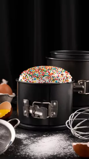 Форма для выпечки кулича/кекса Ardesto Gemini, 16х13см, углеродистая сталь, разъемная, круглая, серый