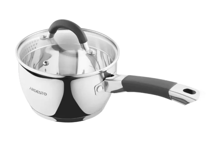 Ковш со стеклянной крышкой и сливом Ardesto Gemini Livorno, 1.6л, нержавеющая сталь, силикон