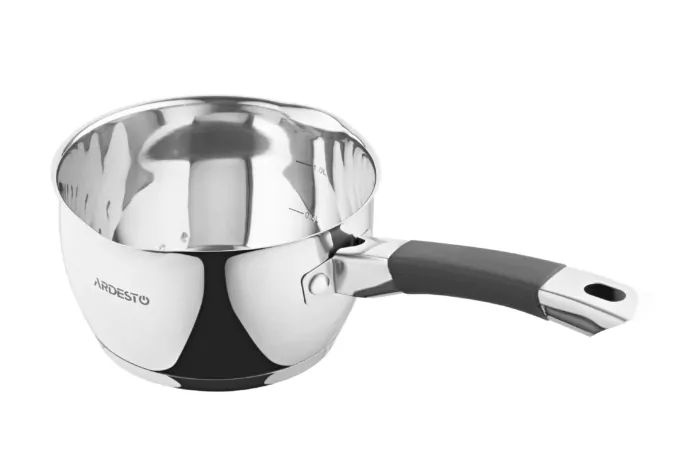 Ковш со стеклянной крышкой и сливом Ardesto Gemini Livorno, 1.6л, нержавеющая сталь, силикон