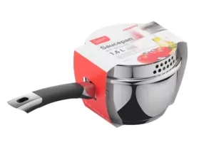 Ковш со стеклянной крышкой и сливом Ardesto Gemini Livorno, 1.6л, нержавеющая сталь, силикон