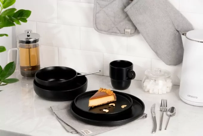 Ardesto Dessert plate  Trento, 20.5cm, ceramics, black