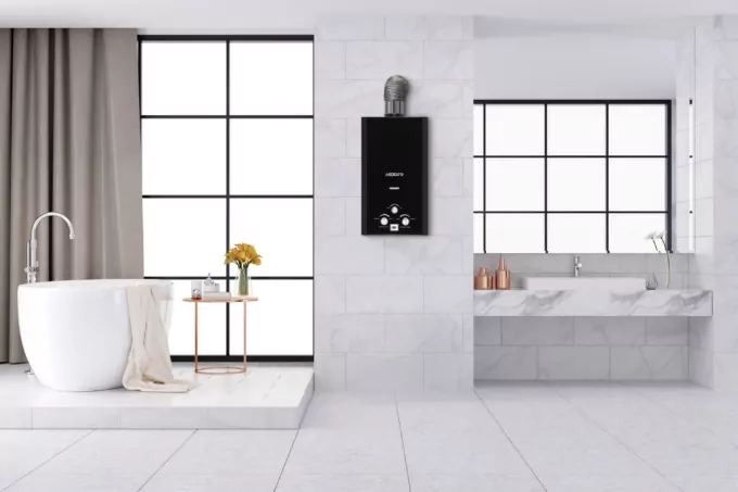 ARDESTO Газовая колонка X1, 10 л/мин., 20 кВт, розжиг от батареек, дисплей, черный