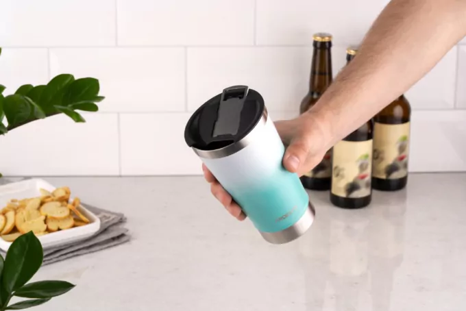 Термостакан для пива з відкривачкою Ardesto Bright City, 470мл, нержавіюча сталь, блакитний