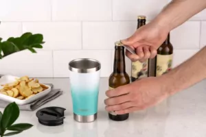 Термостакан для пива з відкривачкою Ardesto Bright City, 470мл, нержавіюча сталь, блакитний