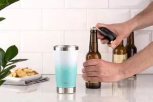 Термостакан для пива з відкривачкою Ardesto Bright City, 470мл, нержавіюча сталь, блакитний