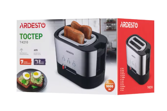 Тостер Ardesto Steel Collection 1000Вт, металл/пластик, серебристо-черний