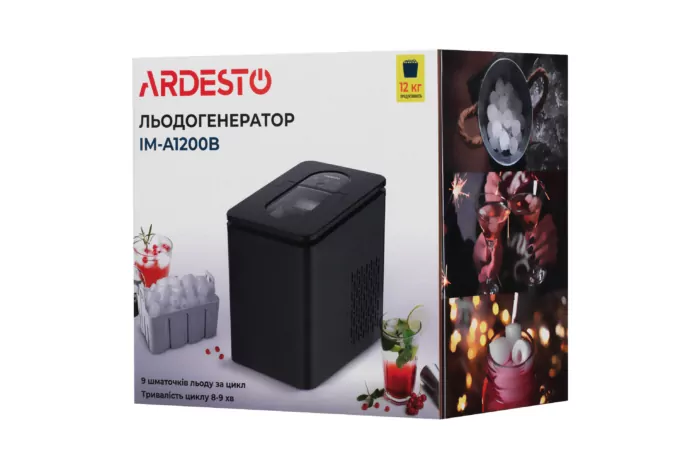 Ice maker household ARDESTO, 12kg/day, 1.8L, black
