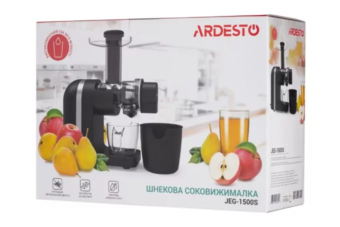 Ardesto auger juicer, 200W, bowl-0.6L, cake-0.7L, plastic/iron, black-silver
