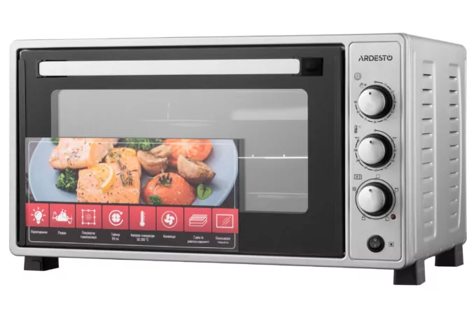 Electric oven ARDESTO, 48L, 1700W, mech., convection, double glass, rotisserie, grey
