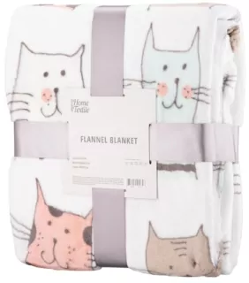 ARDESTO Плед Flannel, 160х200 см, 100% полиэстер, большие коты